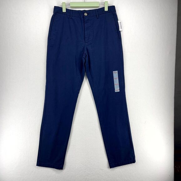 Old‎ Navy Built in Flex Slim Khaki Pants Navy Blue Mens Size 30 x 32 NEW - Picture 1 of 11